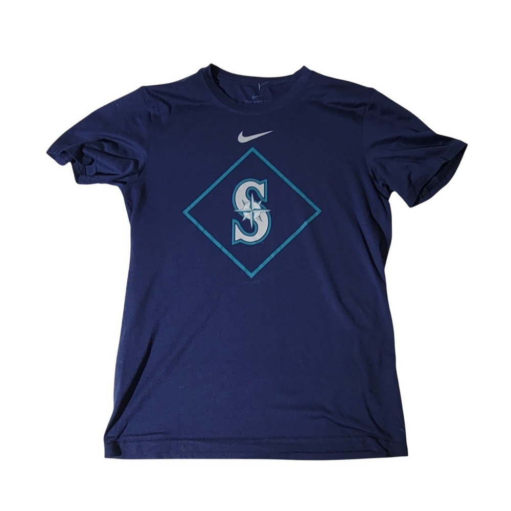 Nike Seattle Mariners Dri-FIT T-Shirt Mens Small Navy Blue MLB Baseball Graphic